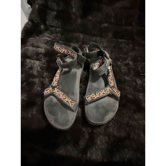 Teva Men's Hurricane Black Red Beige Lizard Sport Hiking Sandals Size 12 M - Picture 2 of 4